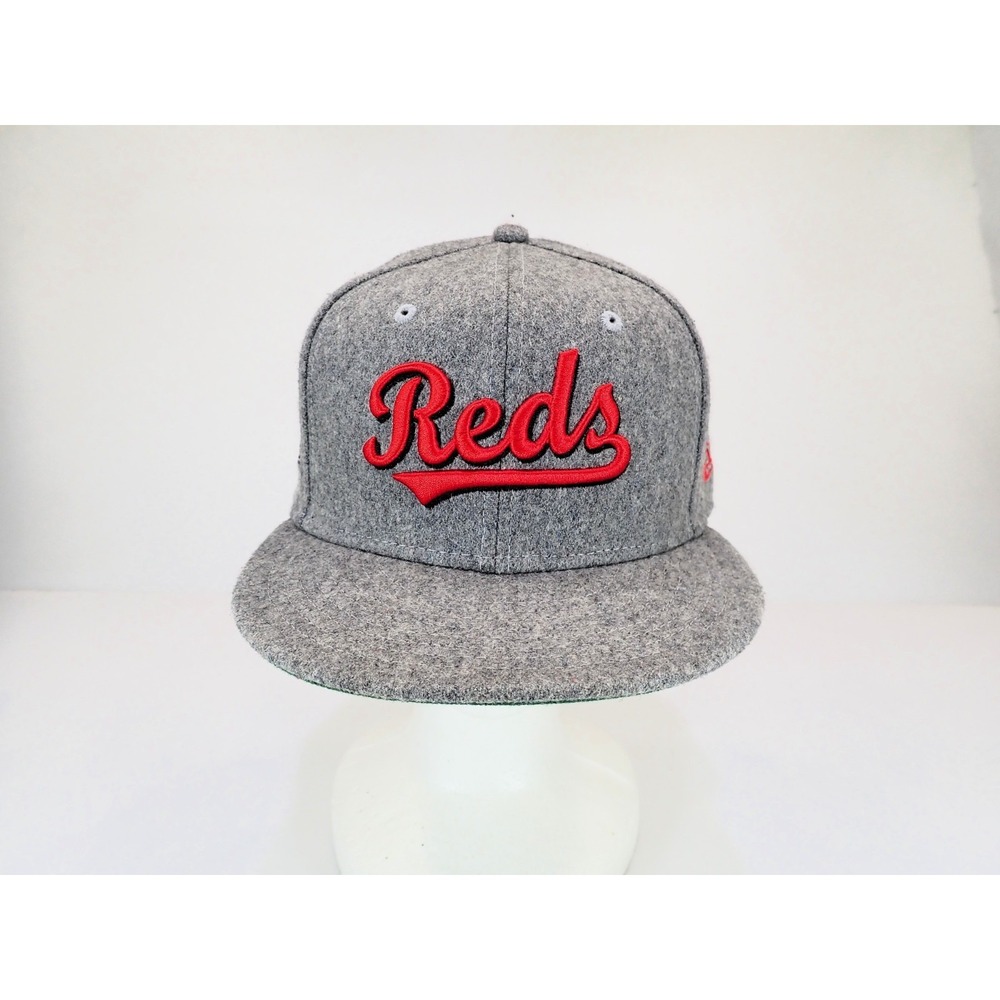 New‎ Era 59FIFTY Cincinnati Reds Hat Size 7 1/2 Grey Wool Green Under Visor